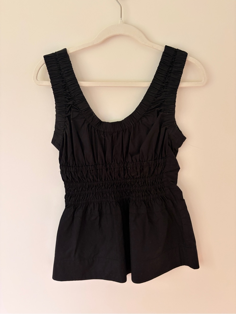 Proenza Schouler White Label Black Smocked Waist Top